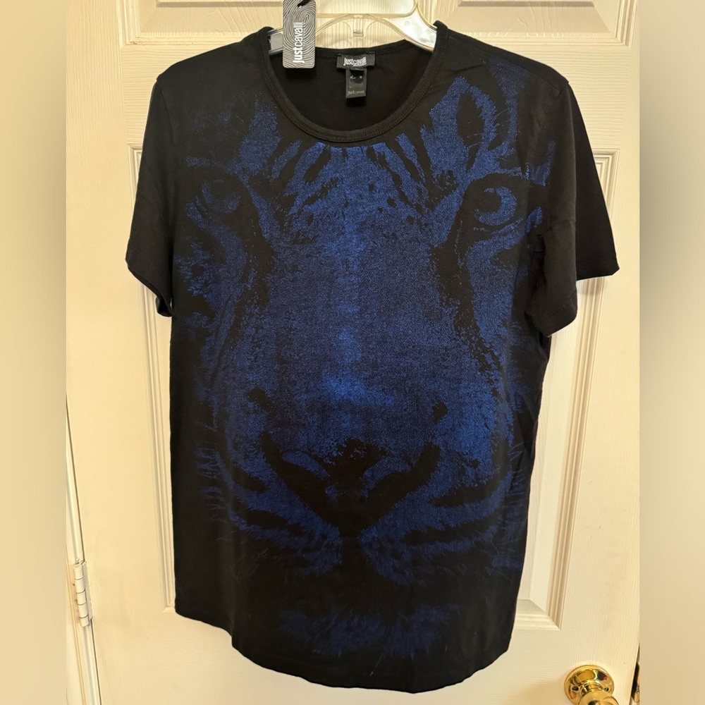 Just Cavalli Beachwear black/blue Tiger T-shirt